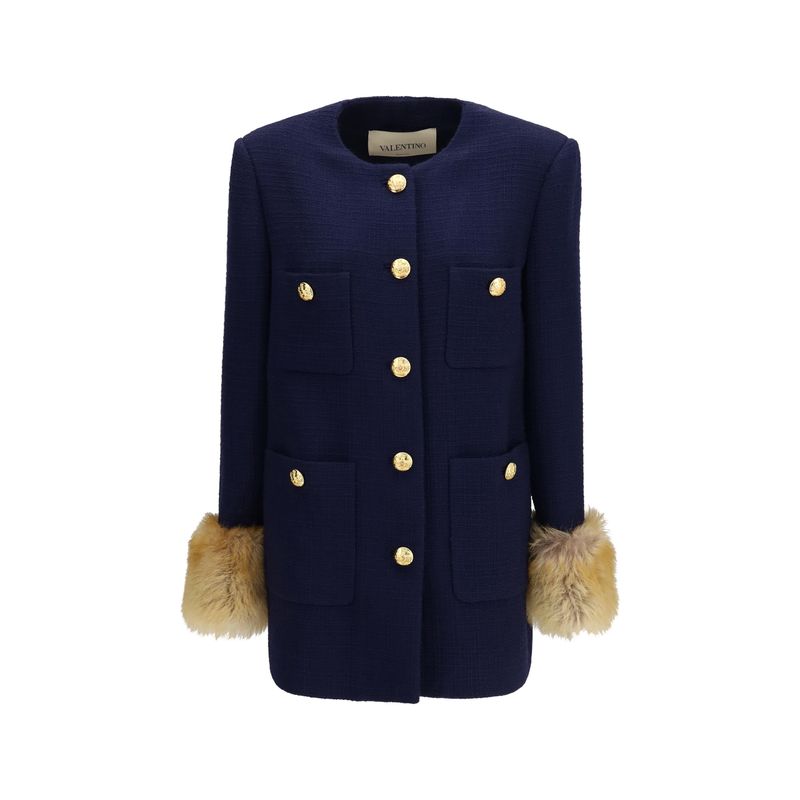Valentino Women Wool Tweed Caban Coat